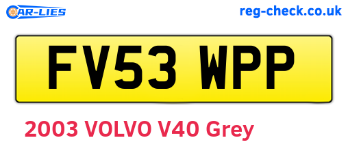 FV53WPP are the vehicle registration plates.