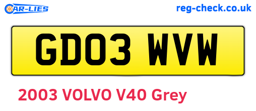 GD03WVW are the vehicle registration plates.
