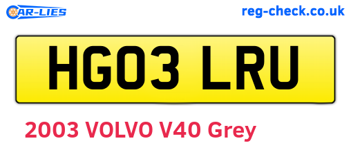 HG03LRU are the vehicle registration plates.