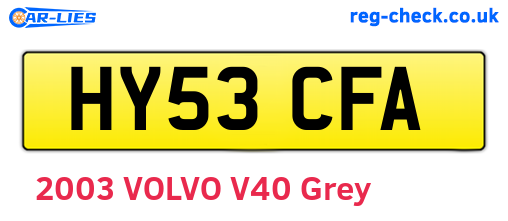 HY53CFA are the vehicle registration plates.