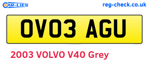 OV03AGU are the vehicle registration plates.