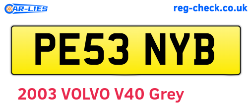 PE53NYB are the vehicle registration plates.