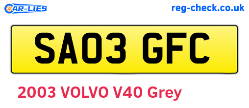 SA03GFC are the vehicle registration plates.