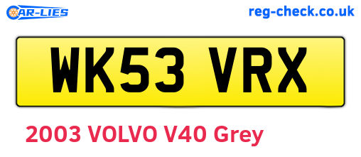 WK53VRX are the vehicle registration plates.