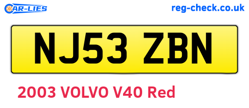 NJ53ZBN are the vehicle registration plates.