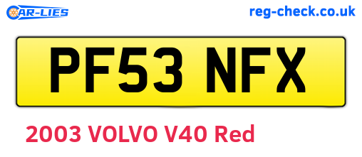 PF53NFX are the vehicle registration plates.