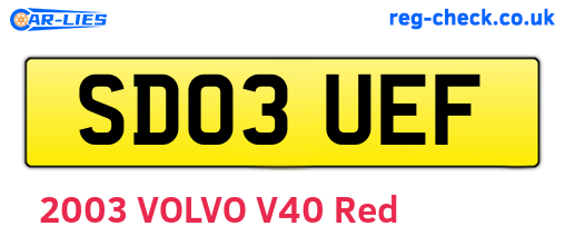 SD03UEF are the vehicle registration plates.