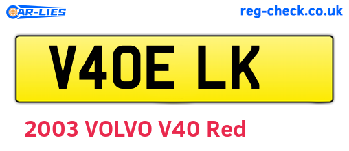 V40ELK are the vehicle registration plates.