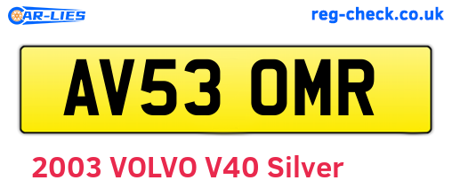 AV53OMR are the vehicle registration plates.