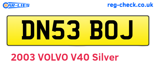 DN53BOJ are the vehicle registration plates.