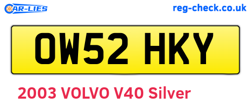 OW52HKY are the vehicle registration plates.