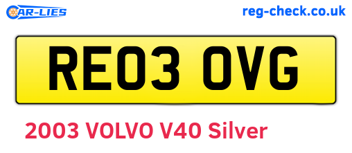 RE03OVG are the vehicle registration plates.