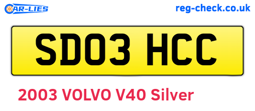 SD03HCC are the vehicle registration plates.