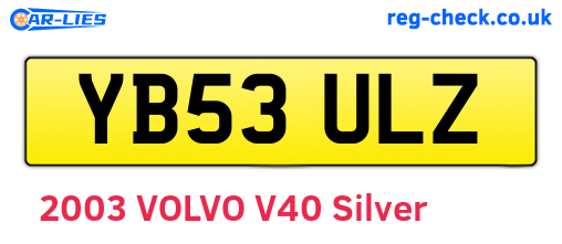 YB53ULZ are the vehicle registration plates.