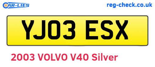 YJ03ESX are the vehicle registration plates.