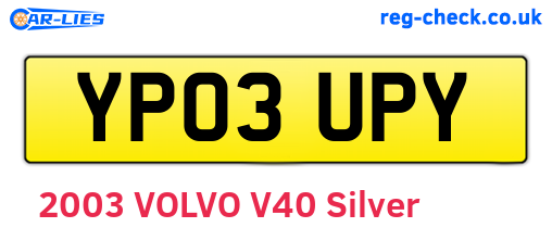 YP03UPY are the vehicle registration plates.