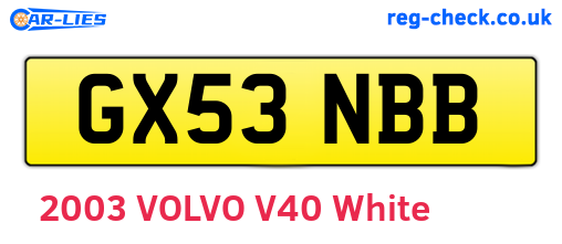 GX53NBB are the vehicle registration plates.