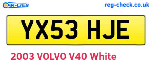 YX53HJE are the vehicle registration plates.