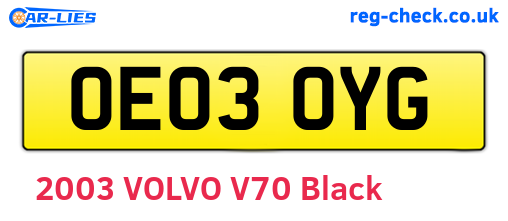 OE03OYG are the vehicle registration plates.