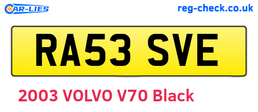 RA53SVE are the vehicle registration plates.