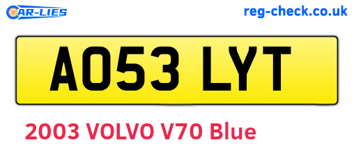 AO53LYT are the vehicle registration plates.