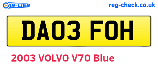 DA03FOH are the vehicle registration plates.