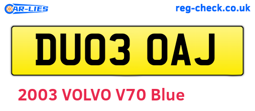 DU03OAJ are the vehicle registration plates.