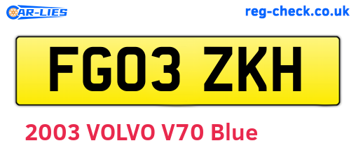 FG03ZKH are the vehicle registration plates.