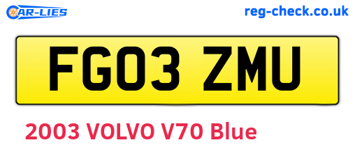 FG03ZMU are the vehicle registration plates.