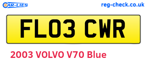 FL03CWR are the vehicle registration plates.