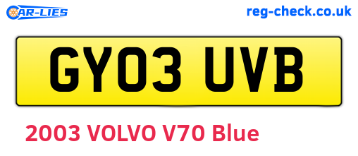 GY03UVB are the vehicle registration plates.