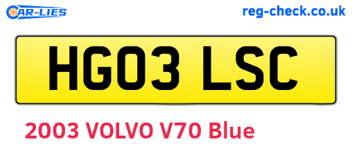 HG03LSC are the vehicle registration plates.
