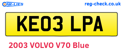 KE03LPA are the vehicle registration plates.