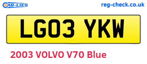LG03YKW are the vehicle registration plates.