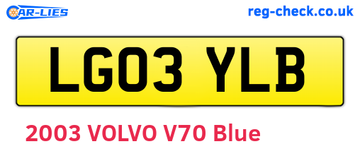 LG03YLB are the vehicle registration plates.