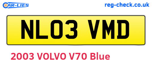 NL03VMD are the vehicle registration plates.