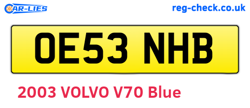 OE53NHB are the vehicle registration plates.