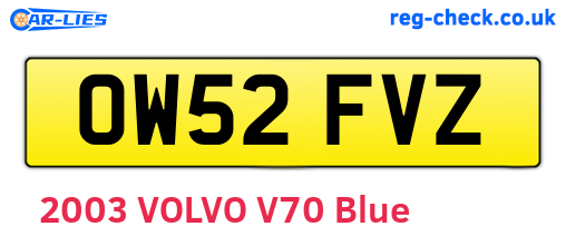 OW52FVZ are the vehicle registration plates.