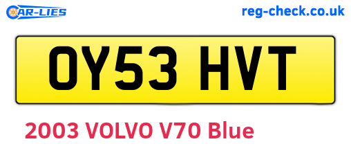 OY53HVT are the vehicle registration plates.