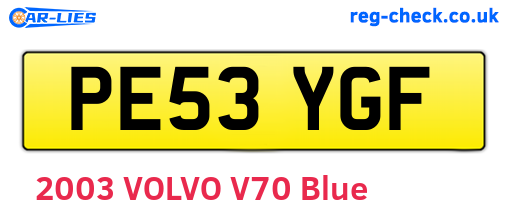 PE53YGF are the vehicle registration plates.