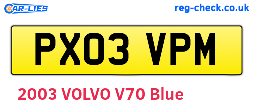 PX03VPM are the vehicle registration plates.