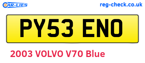 PY53ENO are the vehicle registration plates.