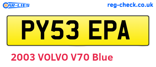 PY53EPA are the vehicle registration plates.