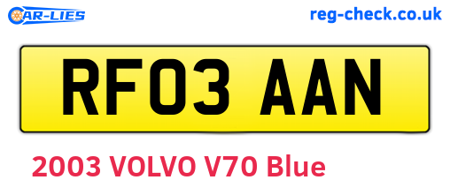 RF03AAN are the vehicle registration plates.