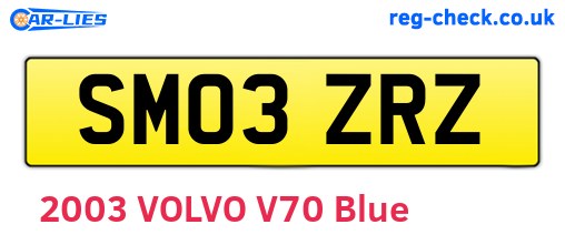 SM03ZRZ are the vehicle registration plates.