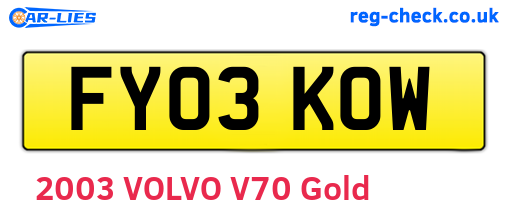 FY03KOW are the vehicle registration plates.