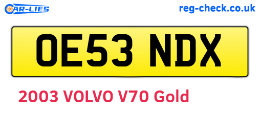 OE53NDX are the vehicle registration plates.