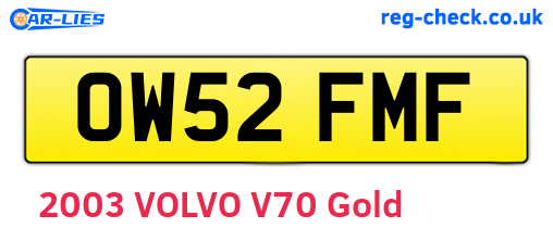 OW52FMF are the vehicle registration plates.