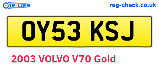 OY53KSJ are the vehicle registration plates.