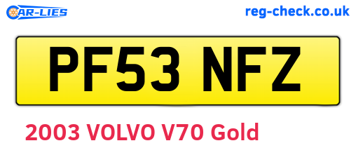 PF53NFZ are the vehicle registration plates.